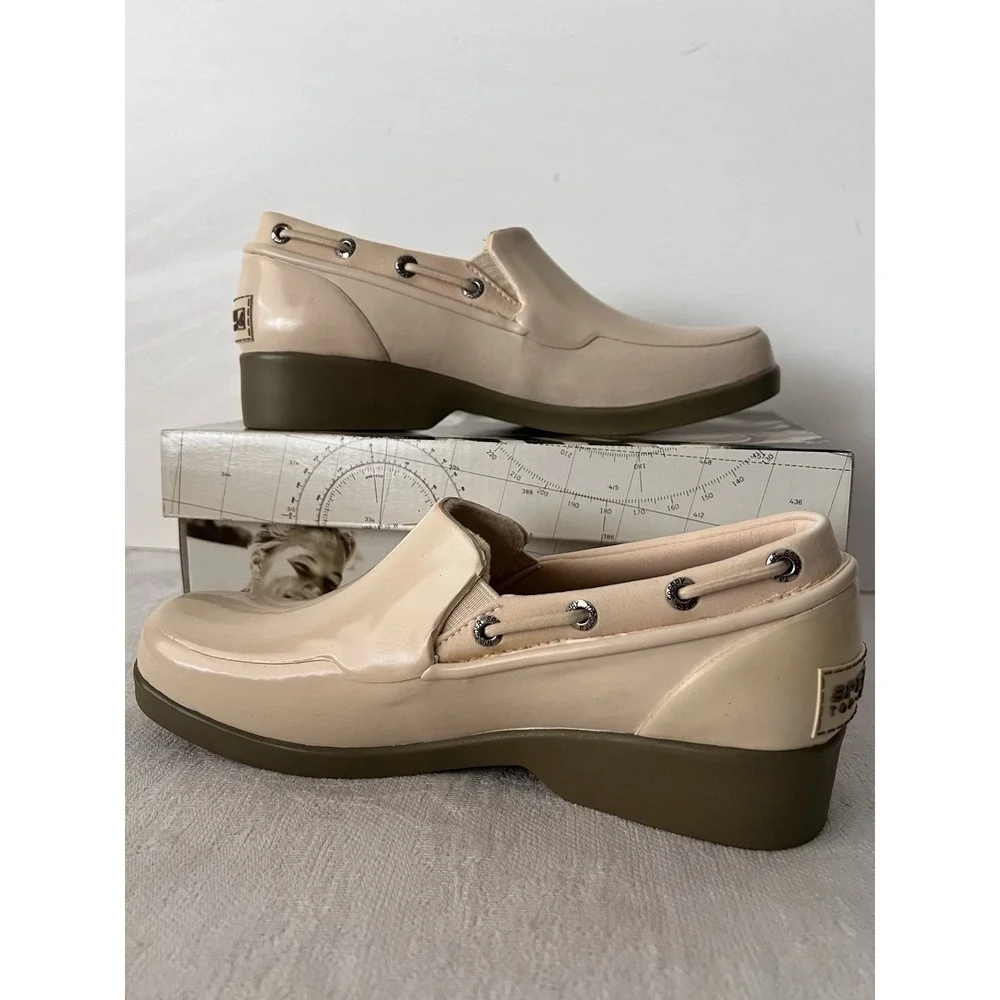 Sperry GET WET‎ Boat Deck Shoes Women 6M Cream Rubber Clogs 9239849 NEW BOX Vtg